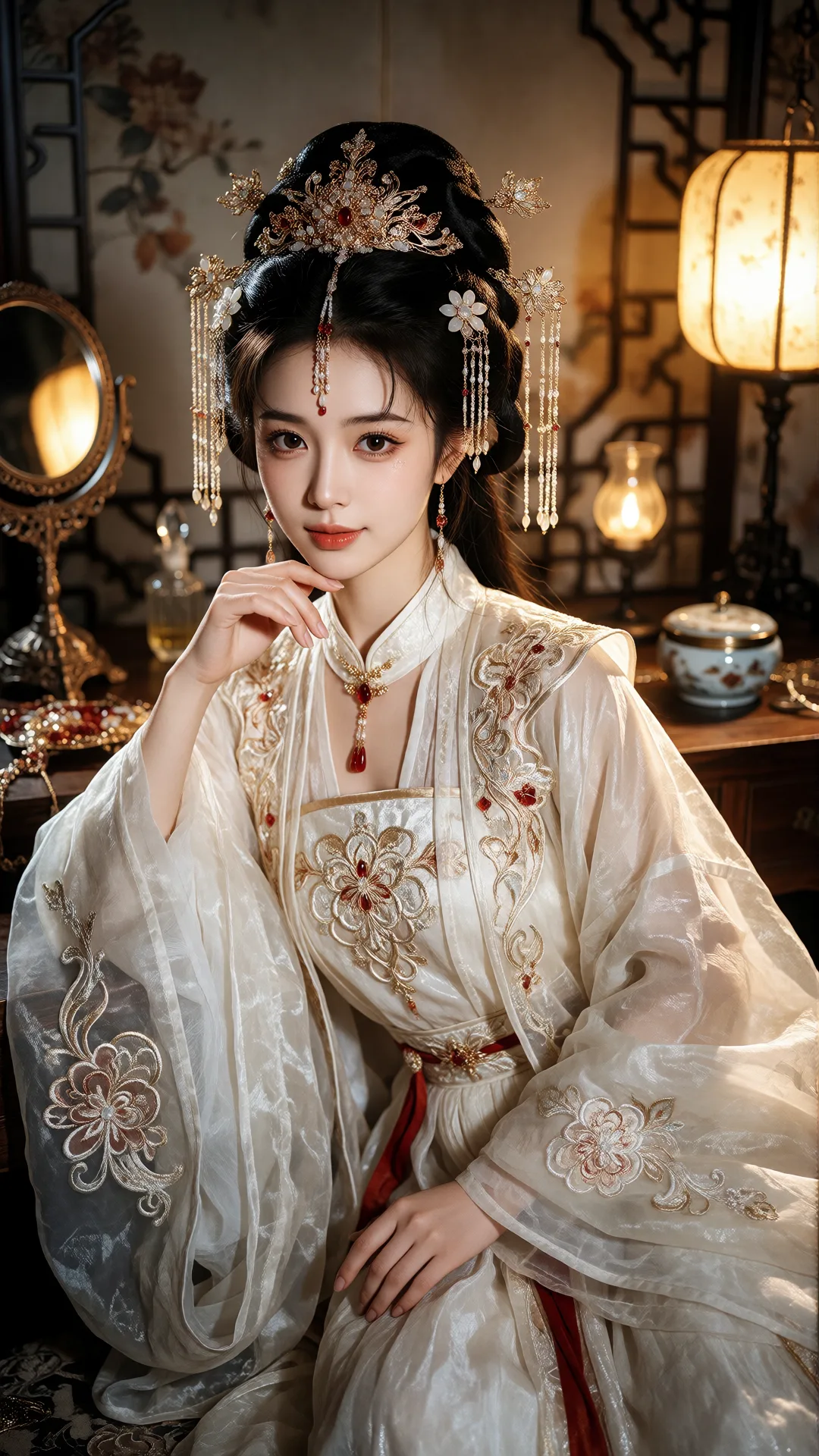 画面风格：东方古典美学摄影风格，采用高精度渲染与细腻光影处理，整
