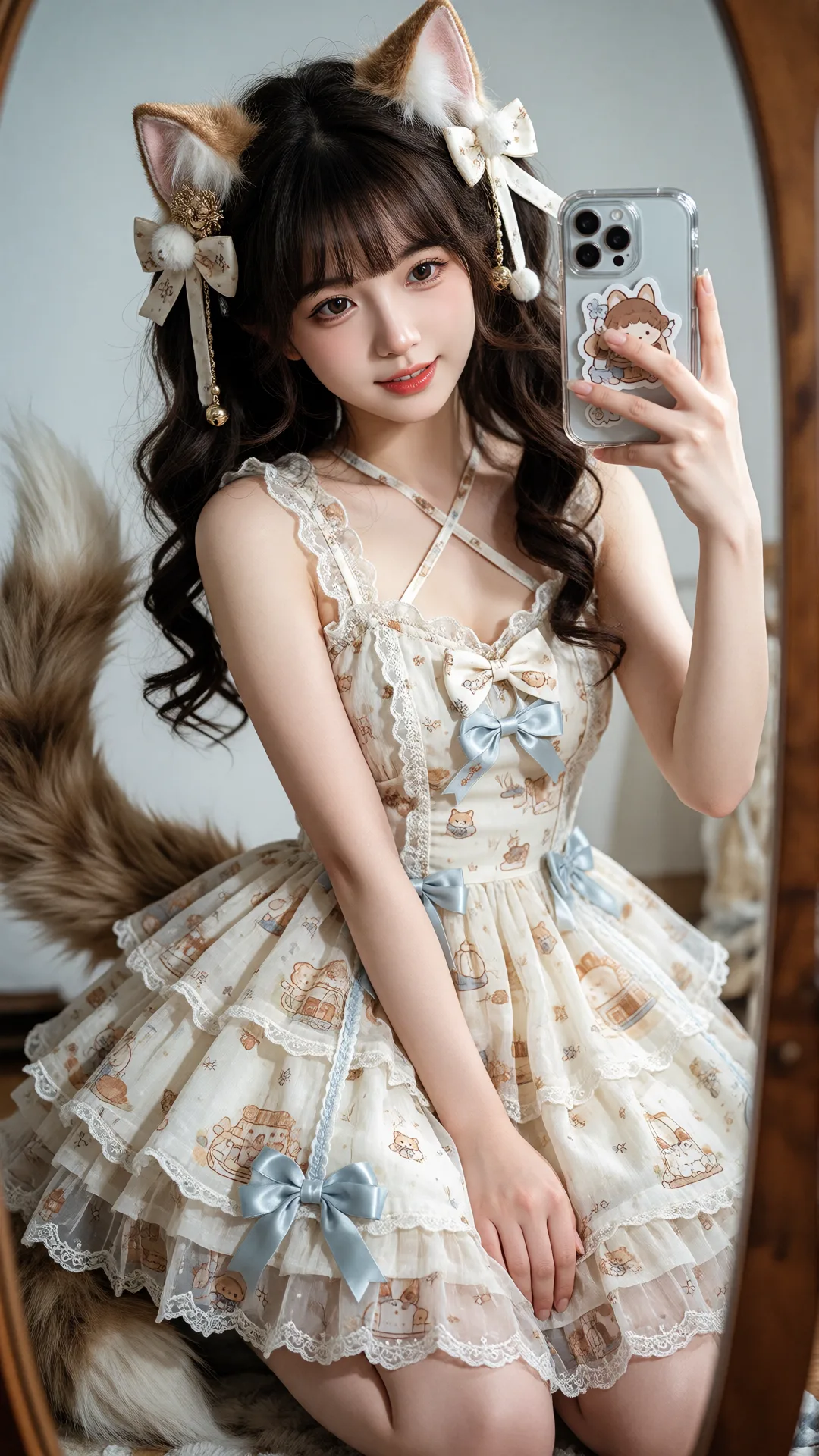 画面风格：日系洛丽塔摄影风格，采用高清晰度与高分辨率呈现，光影柔